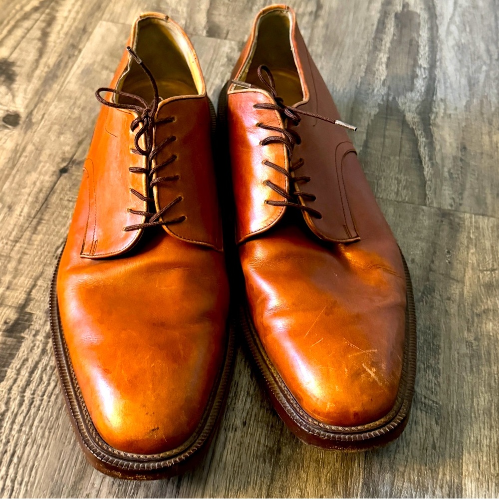 Bruno Magli mens brown leather Edgar derby lace up luxury dress shoes - …